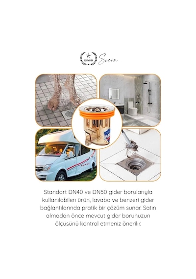 Kokuönleyici Koku Önleyici Gider Aparatı Dn40 Dn50 Lavabo Sifon Geri Akış Engelleyici Paslanmaz Çel