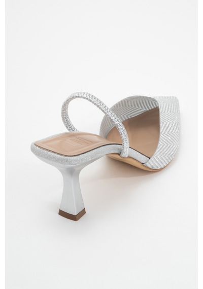 Luvishoes Luvi Shoes Renos Gümüş Kum Sim Sivri Burun Kadın Topuklu Abiye Ayakkabı Gümüş