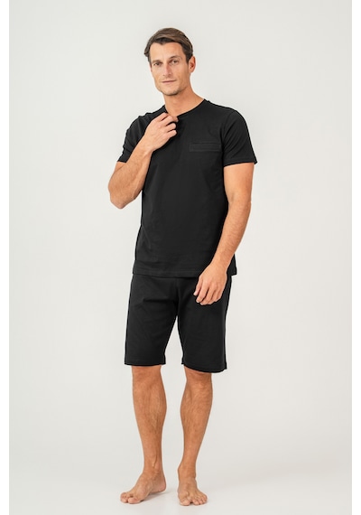 Arnetta 3697 %100 Pamuk Cepli Erkek Bermuda Şort Pijama Takımı Siyah