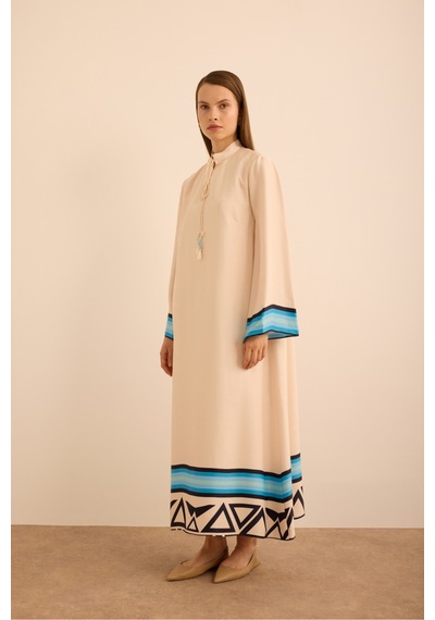 Aker Çizgi Desenli Cotton Elbise Mavi Mavi