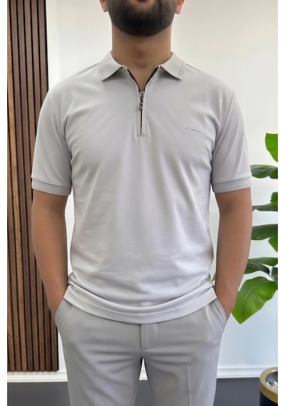 Erkek Pamuklu Soft Polo Yaka Tişört Gri Edw500