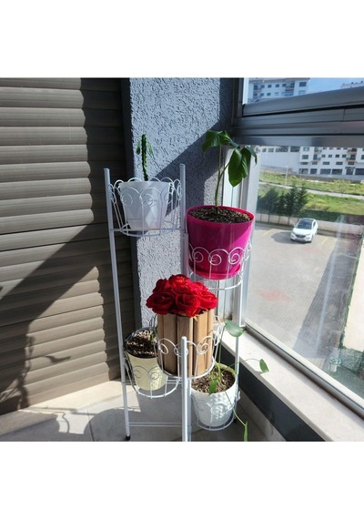 5 Gözlü Ferforje Metal Çiçeklik - Balkon, İç Ve Dış Mekan Saksılık Bitki Standı