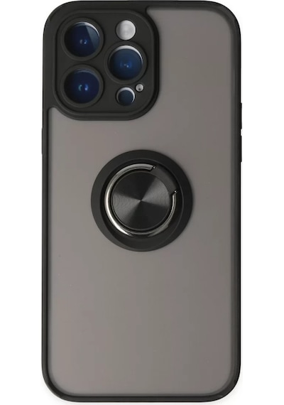 Newface Apple İphone 14 Pro Kılıf Montreal Yüzüklü Silikon Kapak - Siyah Gri