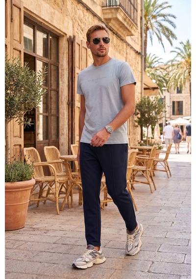 Buratti Pamuklu Regular Fit Yüksek Bel Düz Paça Çimalı Jogger Erkek Pantolon 5908058 Lacivert