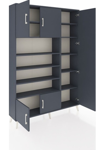 Arges Dolap 11 Raflı 5 Kapaklı 132x30x195 Antrasit-antrasit/antrasit Antrasıt/antrasıt