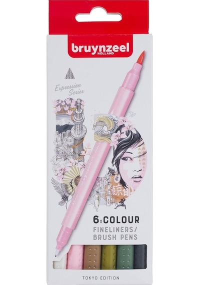 Bruynzeel Tokyo Edition Fineliner Çift Taraflı Brushpen 6 Renk N