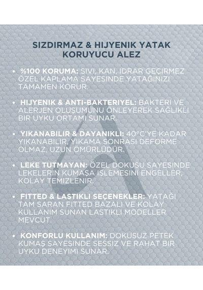 Tek Kişilik Sızdırmaz Yatak Koruyucu Alez Fitted Bazalı
