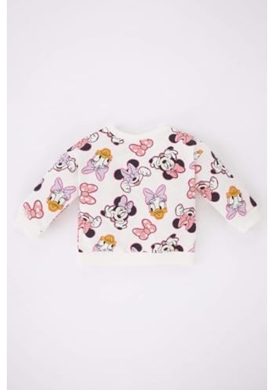 Abel & Lula Kız Bebek Kız Bebek Mickey & Minnie Bisiklet Yaka Sweatshirt Acı Kahverengi