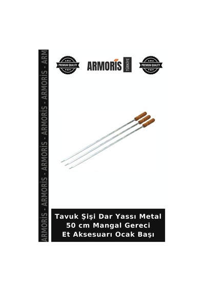 Tavuk Şişi Dar Yassı Metal 50 Cm Mangal Gereci Et Aksesuarı Ocak Başı