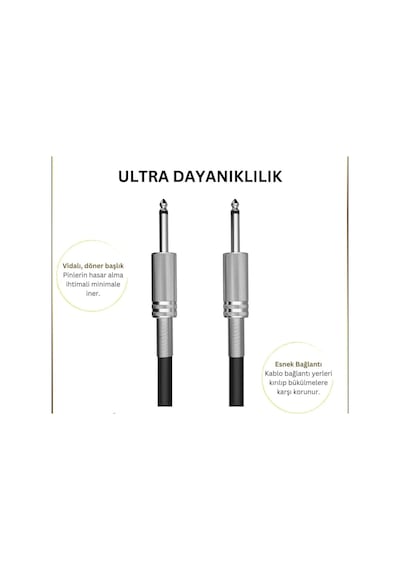 Erga Müzik Gitar Jack Kablosu 3m - Gitar Keman Kemençe Bağlama