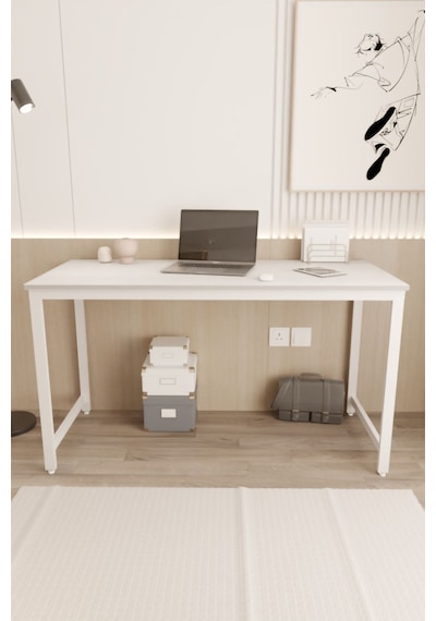 Çalışma Masası Bilgisayar Ofis Masası 60 X 140 Cm Beyaz - Beyaz