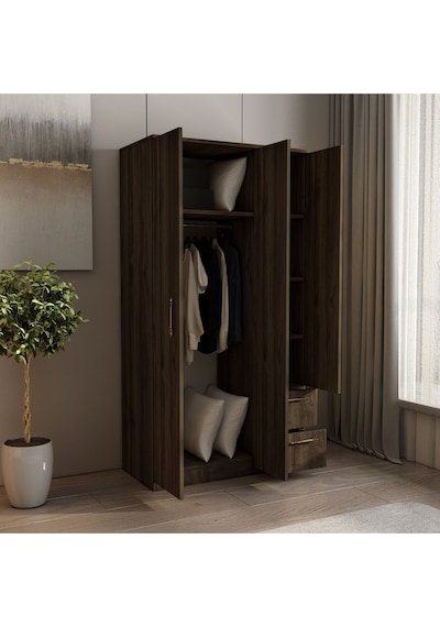 Merlin 3 Kapaklı, Çekmeceli, Raflı Gardırop, Yatak Odası Dolap, Elbise Dolabı İstanbul Ceviz - 172 Cm / İstanbul Ceviz Merlin 3 Kapaklı, Çekmeceli, Raflı Gardırop, Yatak Odası Dolap, Elbise Dolabı İstanbul Ceviz - 172 Cm / İstanbul Ceviz