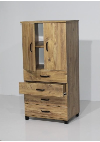 4 Çekmeceli Raflı Elbise Dolabı 61x44x128cm Çam