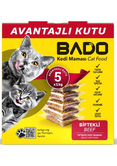 Bado Yetişkin Kedi Maması Etli 5x1kg