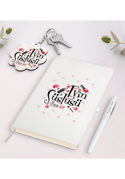 Kişiye Özel Evin Süslüsü Beyaz Defter Kalem Ve Anahtarlık N11.10373