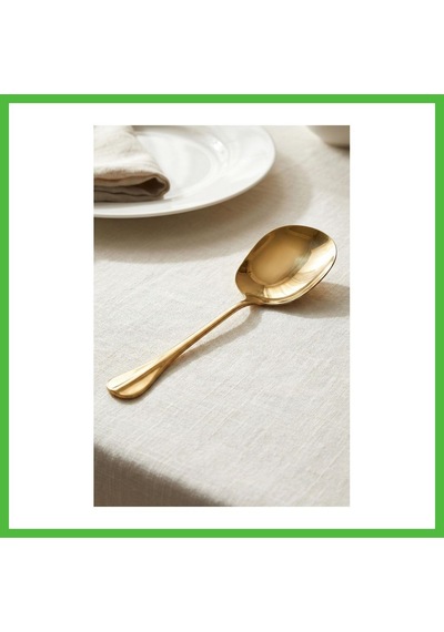 Vaveni Gold Büyük Boy Paslanmaz Çelik Servis Kaşığı & Profesyonel Sunum Gereci 25 Cm Arz