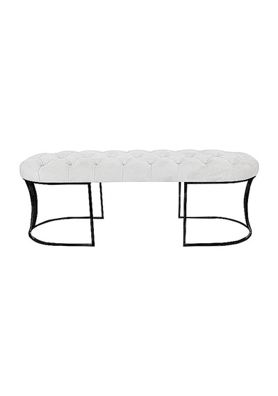Viego Siyah Bench Puf Beyaz
