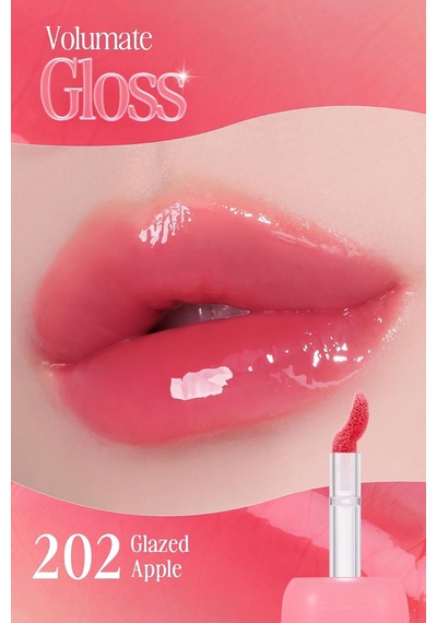 Pigmentli, Parlak Bitişli Dolgunlaştırıcı Lip Gloss Volumate Gloss 202 Glazed Apple Çok Renkli