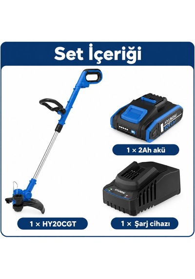 Hyundai Hy20cgt 20v Akülü Ot Biçme Ve Çim Kenar Kesme Seti 30 Cm 2ah Akü Ve Şarj Dahil