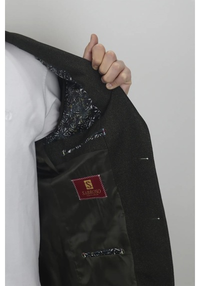 Moda Dmctekstil Erkek Düz Spor Kesim Normal Kalıp Çift Düğme Çift Yırtmaçlı Blazer Ceket Haki
