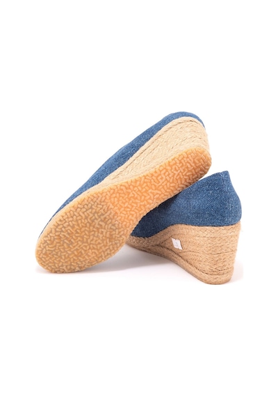 Star Tombis Gerçek Elişi Kot Espadril Dolgu Topuk Handmade Mavi