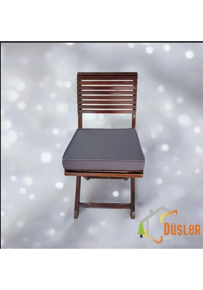 40x40 Desensiz Su Ve Leke İtici Duck Kumaş Fermuarlı Bağcıklı Biyeli Sandalye Minderi 5 Cm Antrasit Gri - Antrasi Diğer