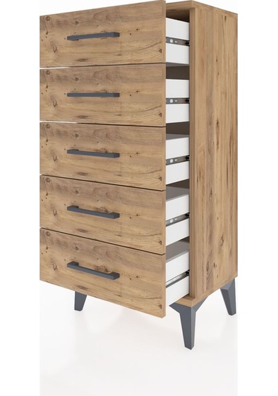 Arges Komodin 5 Çekmeceli 44x30x96 Çam-çam Çam