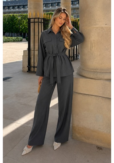 Seeh Füme Uzun Kollu Oversize Kadın Takım Sh338 Standart