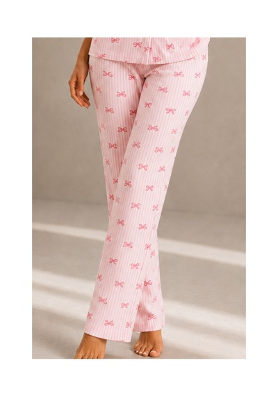 Fit Women Kadın Kısa Kol Rahat Kalıp Şık Pembe Pijama Takımı