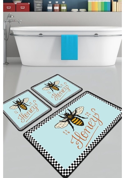 Apidae Banyo Halısı Djt 3 Lü Set Çok Renkli