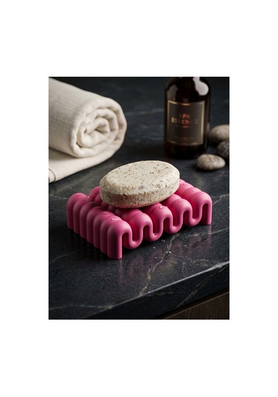 Buççin Online Mağaza Modern Dalga Tasarımlı Sabunluk Dekoratif Banyo Düzenleyici Plastik Pembe Çok Renkli