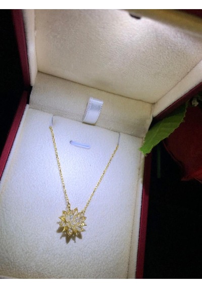 Vog Lotus Çiçeği Kristal Taş Renkli 925 Ayar Gümüş Sevgiliye Eşe Anneye Arkadaşa Hediye Kolye