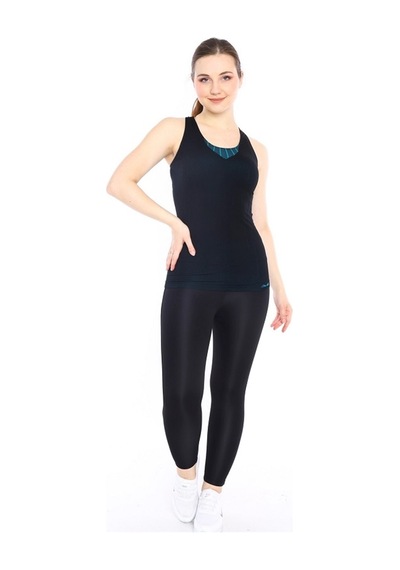 Escetic Kadın Spor Siyah Atlet, Ince Yumuşak Kumaş-4290