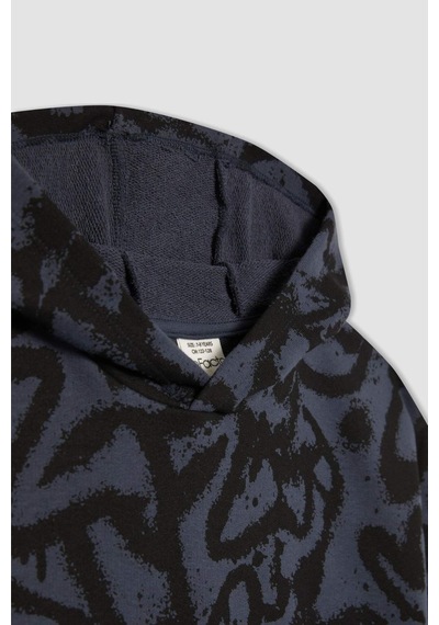 DeFacto Erkek Çocuk Oversize Geniş Kalıp Desenli Kapüşonlu Sweatshirt C0355A823CWAR153 DeFacto Erkek Çocuk Oversize Geniş Kalıp Desenli Kapüşonlu Sweatshirt C0355A823CWAR153