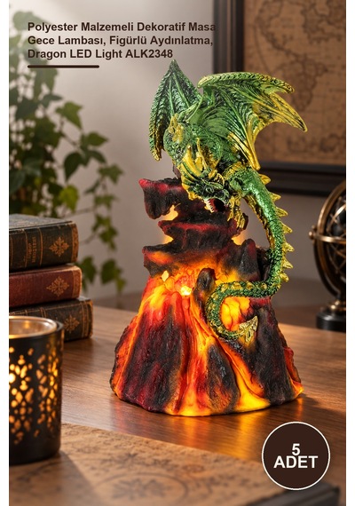 5 Adet Dragon Figürlü Led Lamba Polyester Malzemeli Dekoratif Masa Gece Lambası, Figürlü Aydınlatma, Dragon Led Light Alk2348