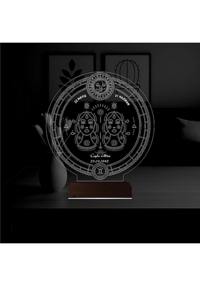 Luvivia Astroloji İkizler Burcu Kişiye Özel 3d Lamba - Masa Gece Lambası