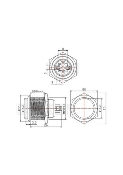 E97 19mm Metal Buton Yaylı Çıkık Kafa 1no