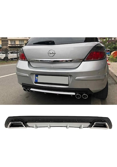 Opel Astra H Gri Difüzör Çiftli Kare Egzoz Görünümlü D Tip Difizör 2004 - 2009