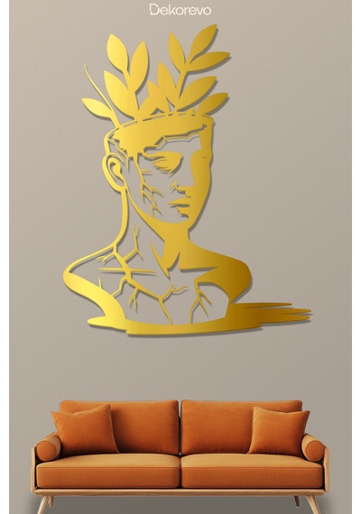Filizlenen Zihin Metal Duvar Tablosu - Metal Duvar Sanatı - Altın - 60 X 75 Cm