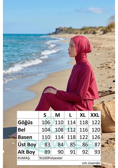 Önü Kapaklı Tam Kapalı Tesettür Mayo 6201 Mürdüm