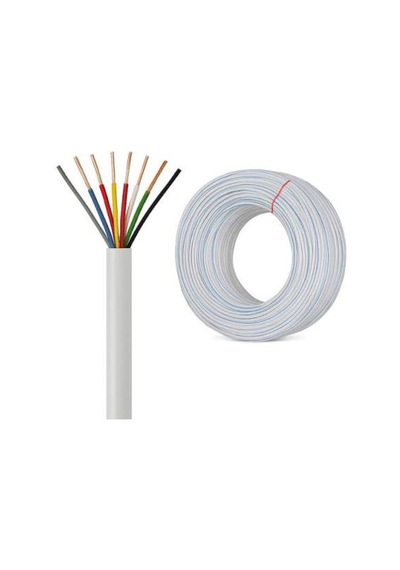 Arge 8x0,22 Mm Dt-8 Diafon Kablosu Beyaz 8 Damarlı 25 Metre