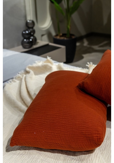 Kiremit 4 Katlı Müslin Yastık Kılıfı 50x70cm 2adet