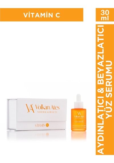 Volkan Ates Natural & Beauty Aydınlatıcı & Beyazlatıcı Yüz Serumu Vitamin C Cam Şişe 30 ML