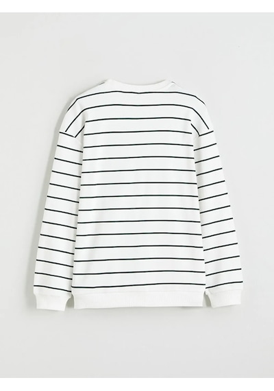 Lc Waikiki Yeşil Çizgili Erkek Çocuk Sweatshirt YESIL