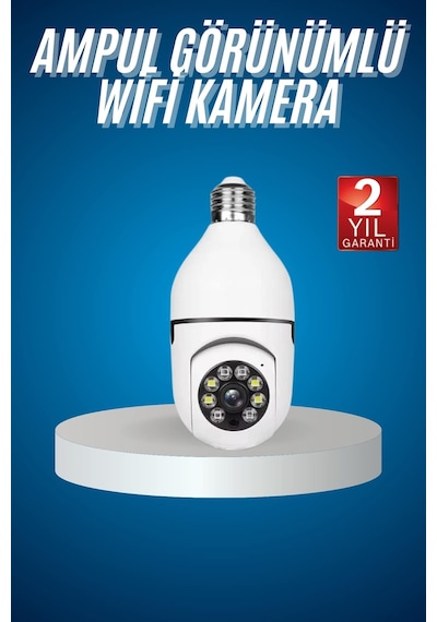 Wifi Güvenlik Kamerası Çift Kameralı Ampule Csmtex - 99 Takılabilir Sensörlü