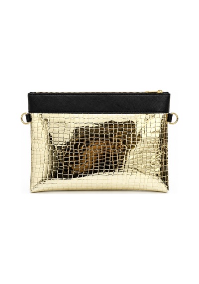 Sanmorris Kadın Suni Deri Ayarlanabilir Çapraz Ve El Askılı Portföy, Clutch Çanta S-1360 Gold Altın