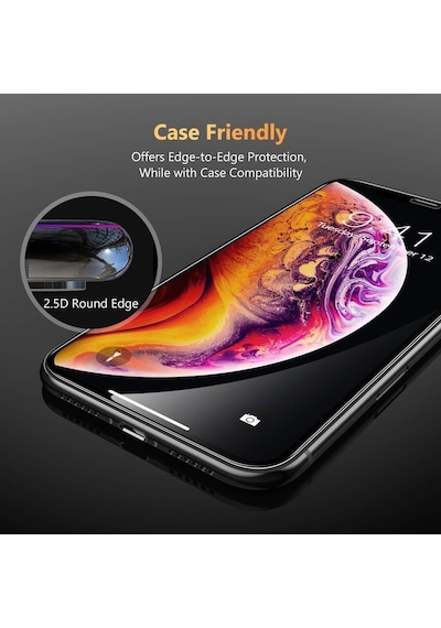 Apple Uyumlu  iPhone Xs Max 5D Tam Kaplayan Ekran Koruyucu Cam -
