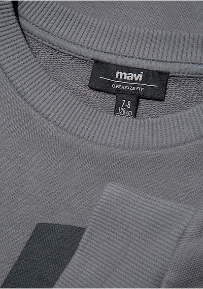 Mavi - Mv Logo Baskılı Kapüşonlu Gri Sweatshirt 6s10054-70098