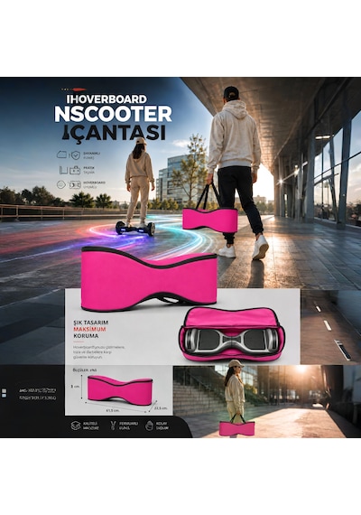 Citymate Orijinal Hoverboard Elektrikli Kaykay Taşıma Çantası Yüksek Kalite Çanta Kılıf 6.5 İnch Pembe