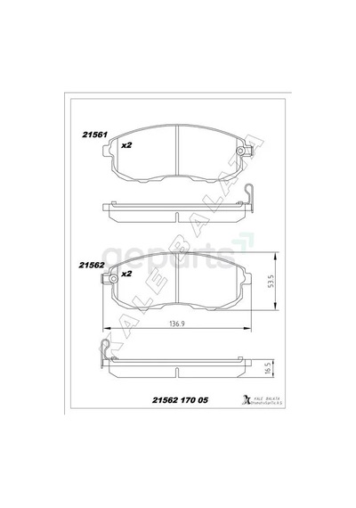 Ön Fren Balata Nissan Juke 1.6l Hr16de Dıg - T F15 2010 1.5l Dci F15 2010 / Maxima 2.0l Vq20de Dohc A3 2 A33 V6 1995-2003 3.0l Vq30de Dohc A32 V6 1995 / Suzuki Sx4 1.6l M16a Vvt Rw416 2005 00726195